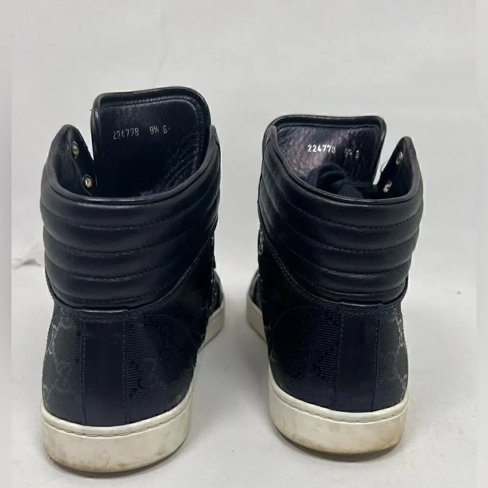 Authentic Gucci gg imprime praga soft sneaker high top mens 9.5 Dark Blue.